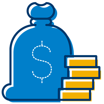 Stack of money next to bag